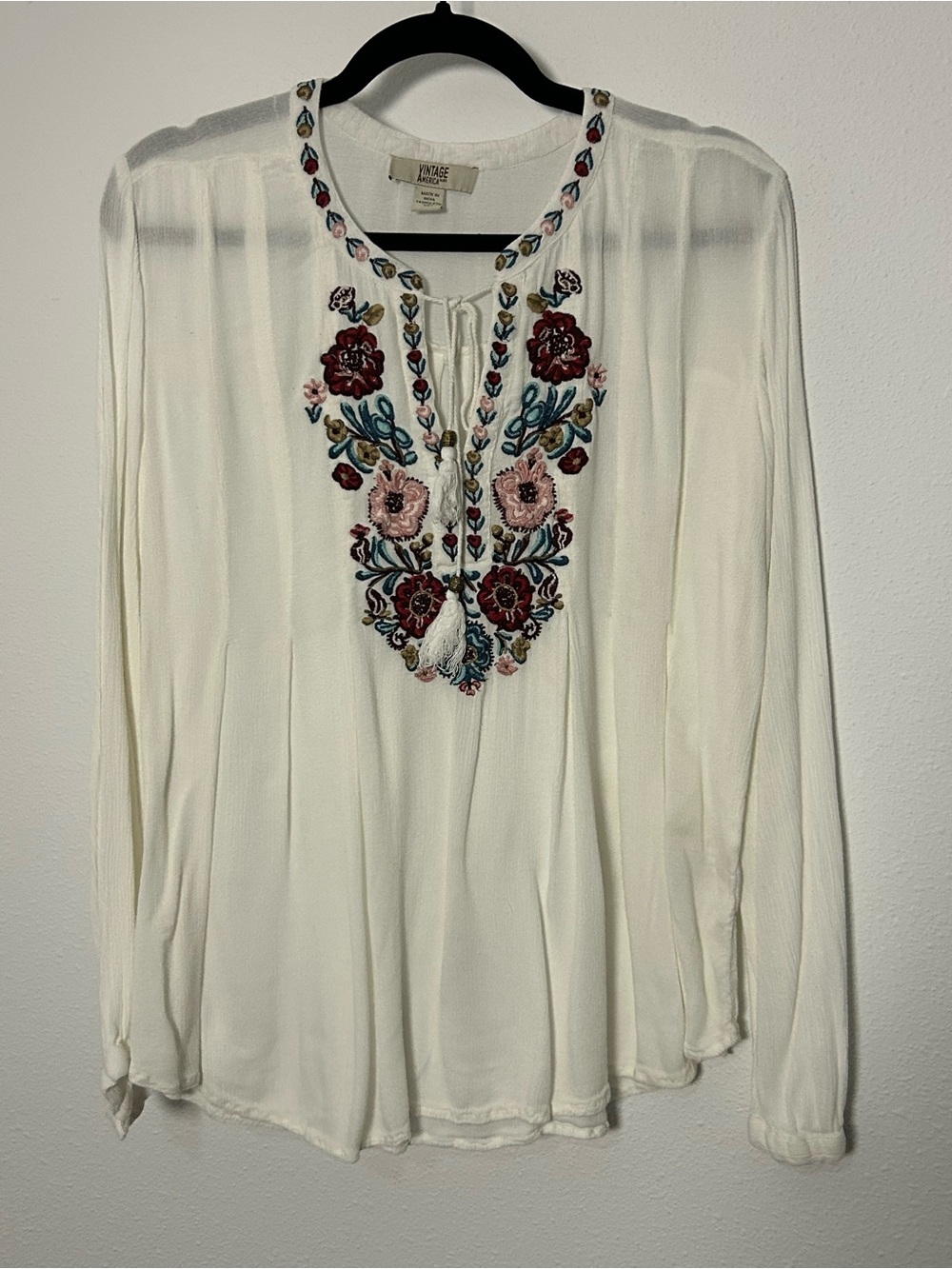 Vintage America Tunic with Floral Embroidery